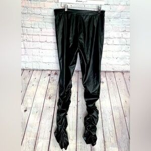 SHEIN PU leather ruched black Legging pants size XL